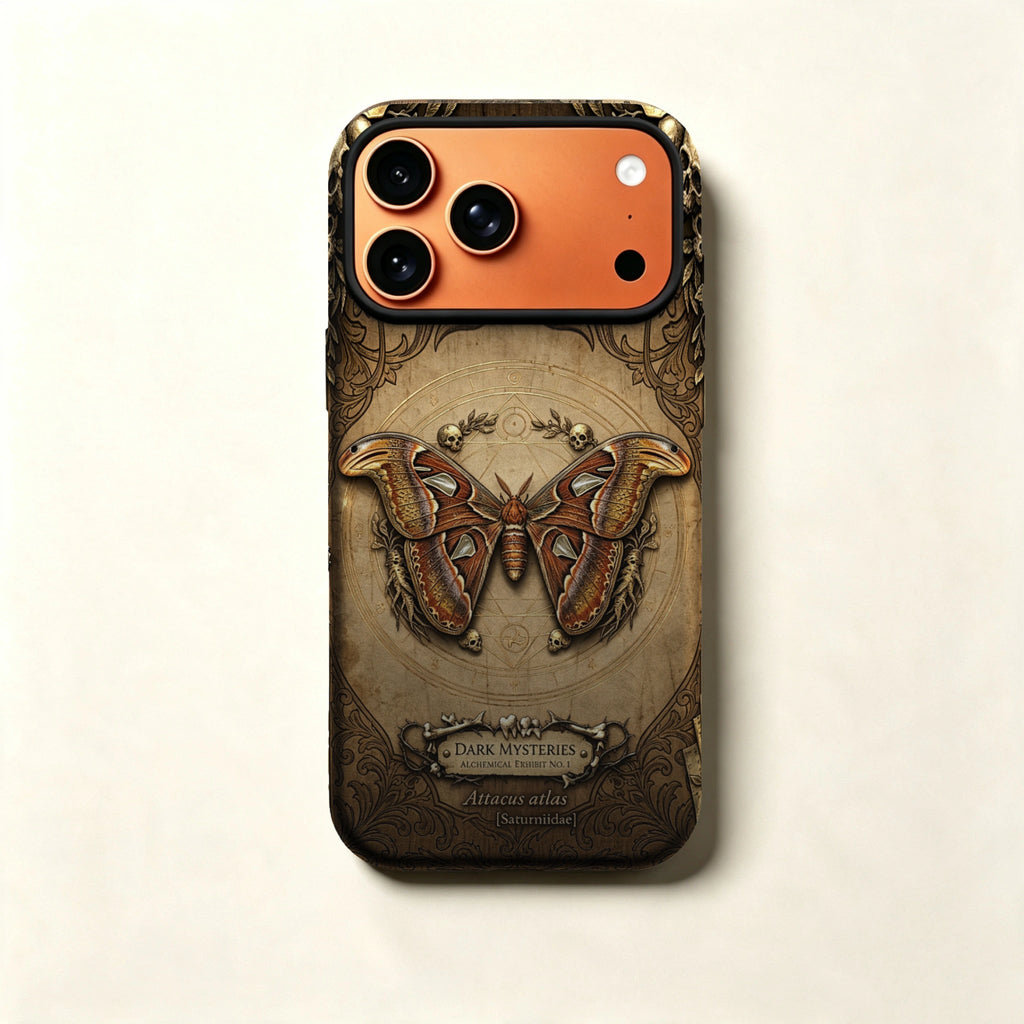 The Atlas Specimen — Royal Titan Moth Enclosure for iPhone 17 Pro Max