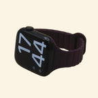 Deep Eggplant Magnetic Silicone Band — front face view on Apple Watch