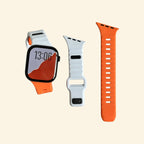 Dual-Tone Ocean Wave Apple Watch Band — individual band pieces flatlay