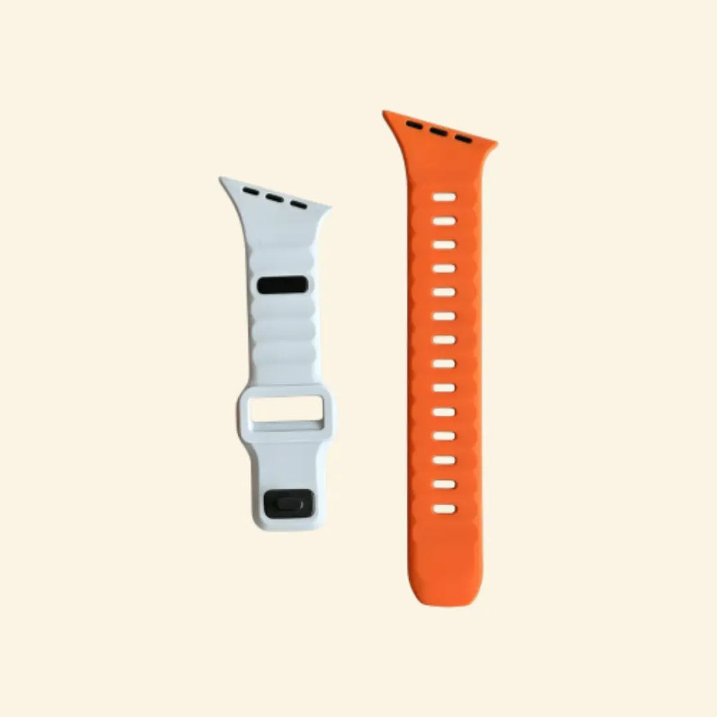 Dual-Tone Ocean Wave Apple Watch Band — front view on watch