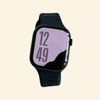 Monochrome Ocean Wave Silicone Apple Watch Band — front view on cream background