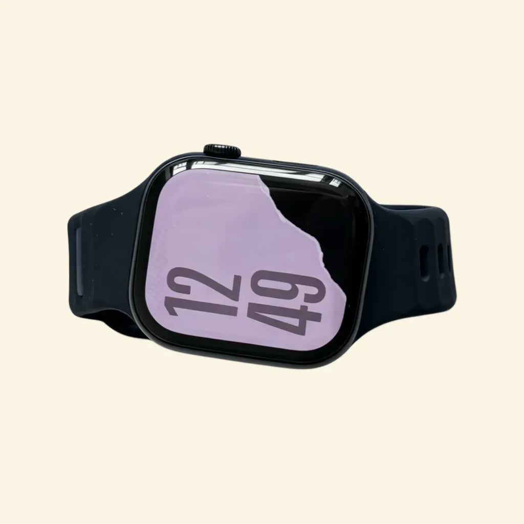 Monochrome Ocean Wave Silicone Apple Watch Band — flat lay with band pieces
