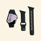 Monochrome Ocean Wave Silicone Apple Watch Band — band components detail