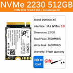 Carapace Capture 2230 NVMe SSD 512GB – PCIe Gen3 x4, Up to 2100MB/s, 3D TLC NAND