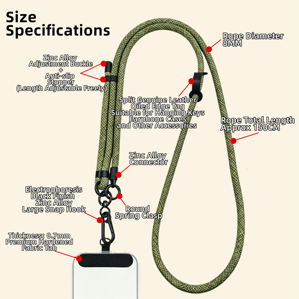 The Core Cord – Archival Utility Rope Lanyard System Army Green