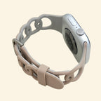 Nude Pink & Light Grey Cutout Chain Link Band — flat lay showing full strap length and dual-tone chain link detail