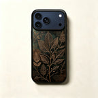 The Herbarium Specimen — Golden Botanical Branch & Latin Manuscript Enclosure for iPhone 17 Pro Max