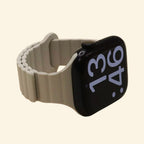Cement Grey Magnetic Silicone Band — rear sensor view on Apple Watch