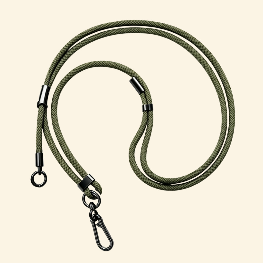 The Core Cord Army Green – full lanyard coiled flat lay