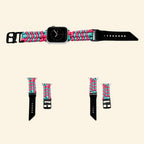Pink & Teal Paracord Braided Band for Apple Watch — Specimen No. 10313 - Carapace StudioApple Watch BandCarapace StudioCarapace StudioCS-10313-PCRD-PKT-AW-1Apple Watch Ultra 3 (49mm)Pink & Teal Paracord Braided Apple Watch Band — size comparison grid showing 38mm and 42mm variants with Apple Watch, Specimen No. 10313