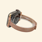 Starlight Milanese Band — angled side profile on Apple Watch
