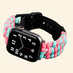 Pink & Teal Paracord Braided Band for Apple Watch — Specimen No. 10313 - Carapace StudioApple Watch BandCarapace StudioCarapace StudioCS-10313-PCRD-PKT-AW-1Apple Watch Ultra 3 (49mm)Pink & Teal Paracord Braided Apple Watch Band — front-facing view on Apple Watch Ultra showing high-contrast cyberpunk pink and teal braid, Specimen No. 10313