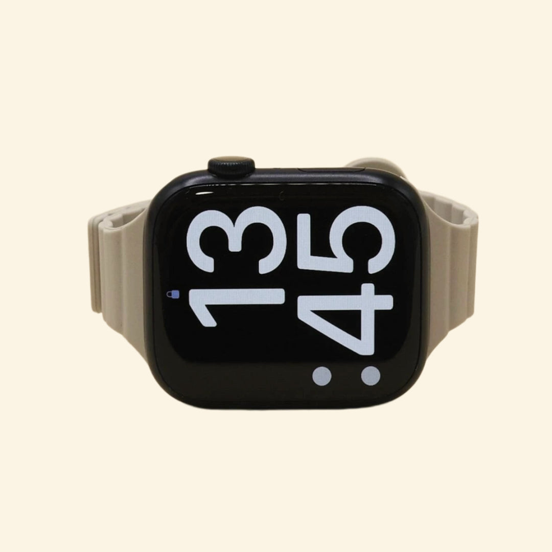 Cement Grey Magnetic Silicone Band — standalone loop display showing magnetic clasp