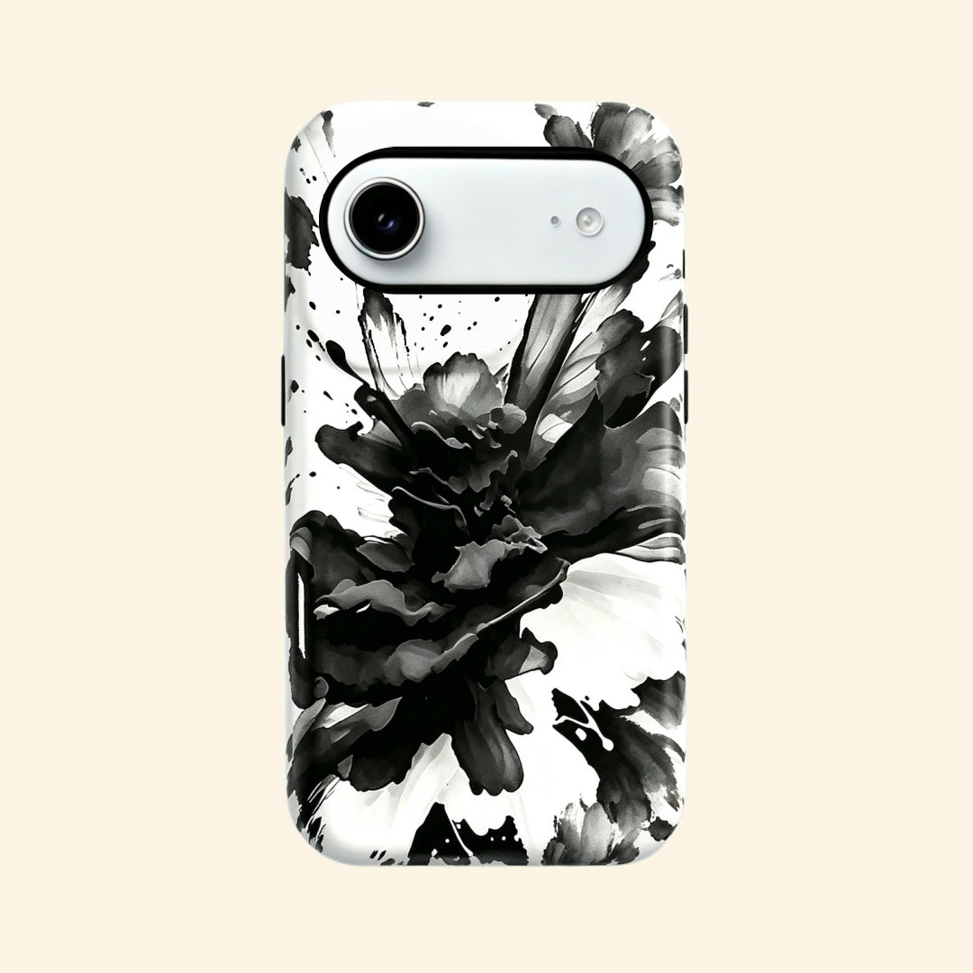 The Ink Flower – Abstract Black Ink & Smoke Bloom iPhone Case