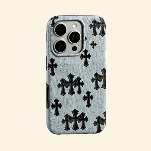 Denim Crucifix – Washed Denim & Gothic Leather Crosses iPhone Case - Carapace StudioPhone CaseCarapace StudioCarapace StudioCS-1505-DENIM-CRUCIFIX-5iPhone 16 Pro MaxDenim Crucifix – Washed Denim & Gothic Leather Crosses iPhone Case