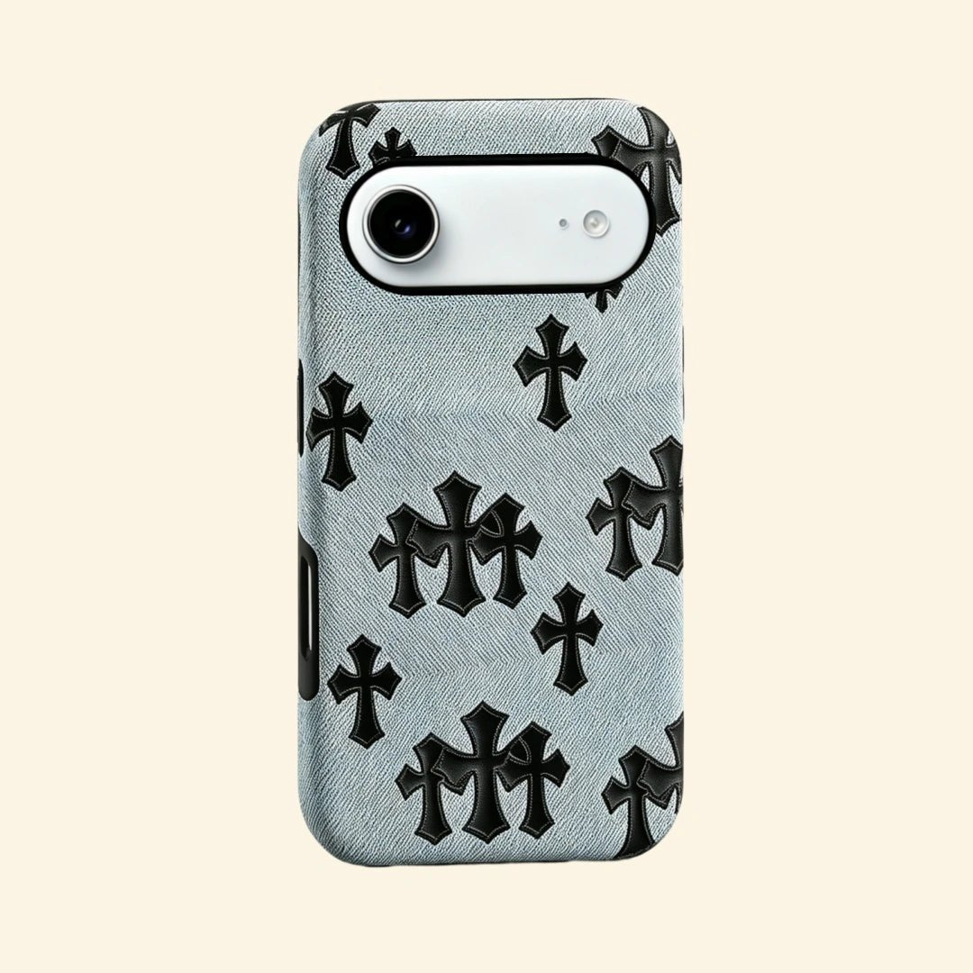 Denim Crucifix – Washed Denim & Gothic Leather Crosses iPhone Case - Carapace StudioPhone CaseCarapace StudioCarapace StudioCS-1505-DENIM-CRUCIFIX-4iPhone AirDenim Crucifix – Washed Denim & Gothic Leather Crosses iPhone Case