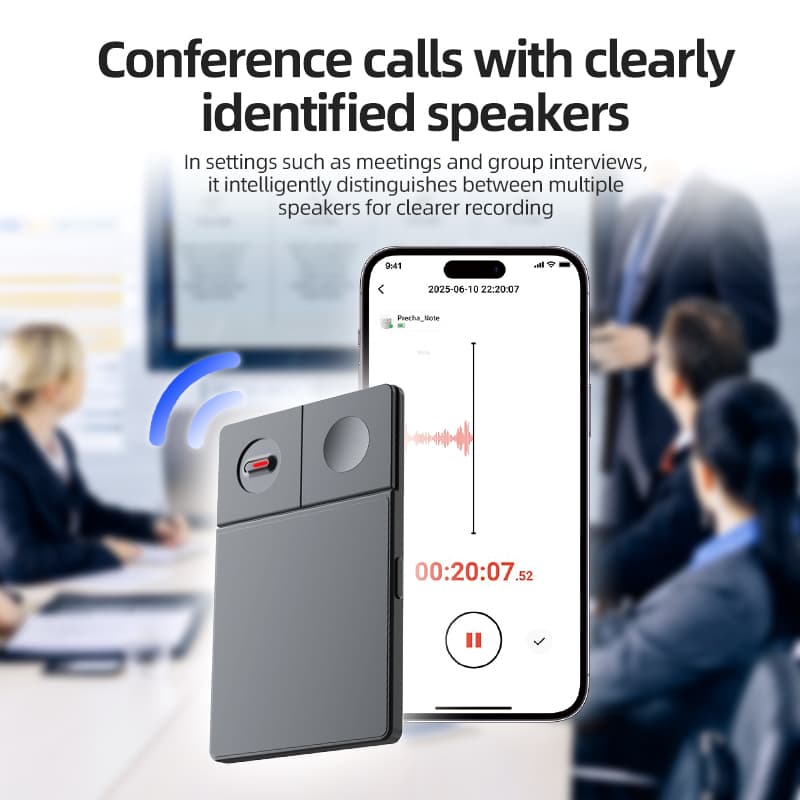 Magnetic AI Voice Recorder | Real-Time Speech-to-Text & Meeting Transcription Device
