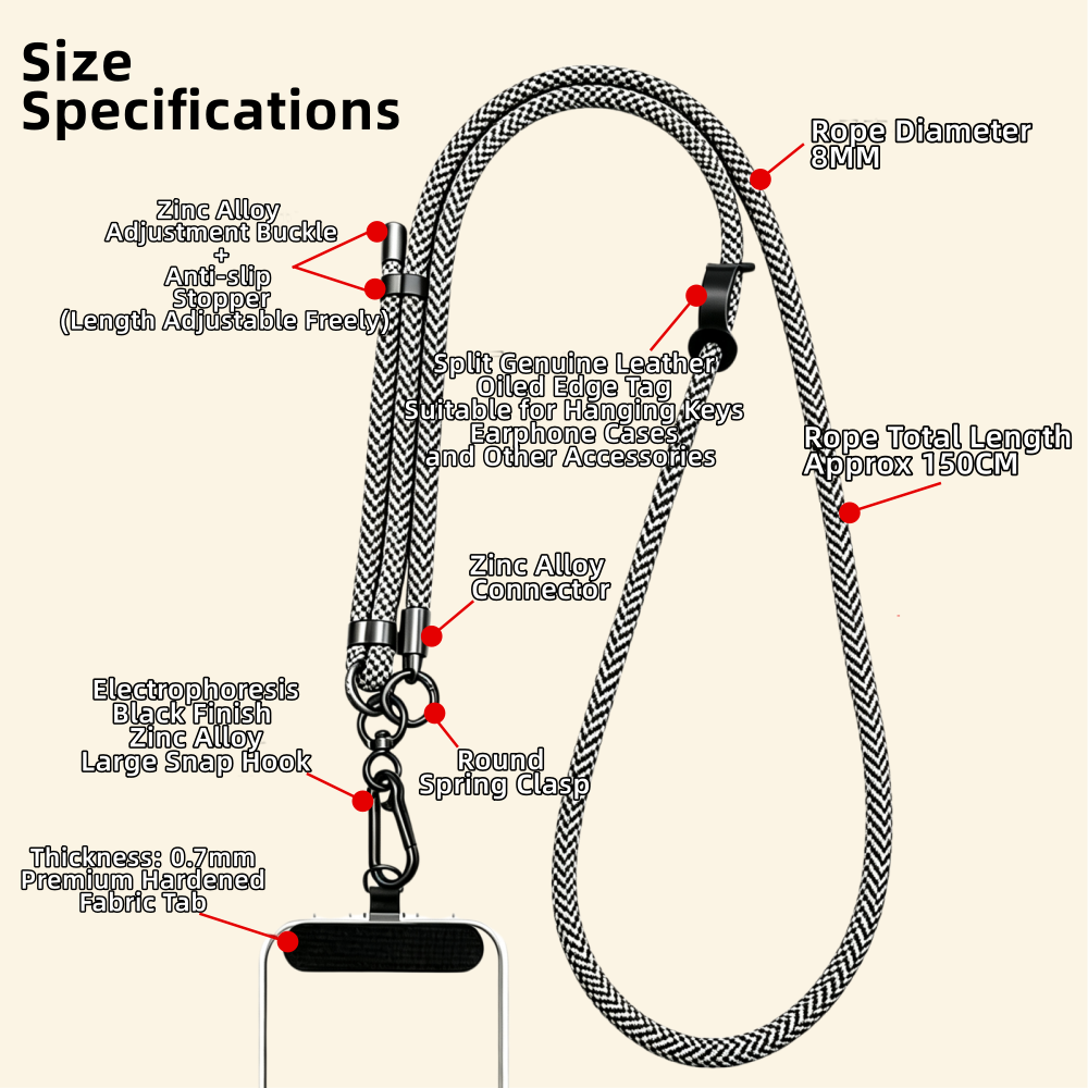 The Core Cord – Archival Utility Rope Lanyard System Monochrome Chevron