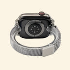 Silver Milanese Band — angled rear view on Apple Watch