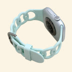 Sage Mint Cutout Chain Link Silicone Band — rear sensor view on Apple Watch