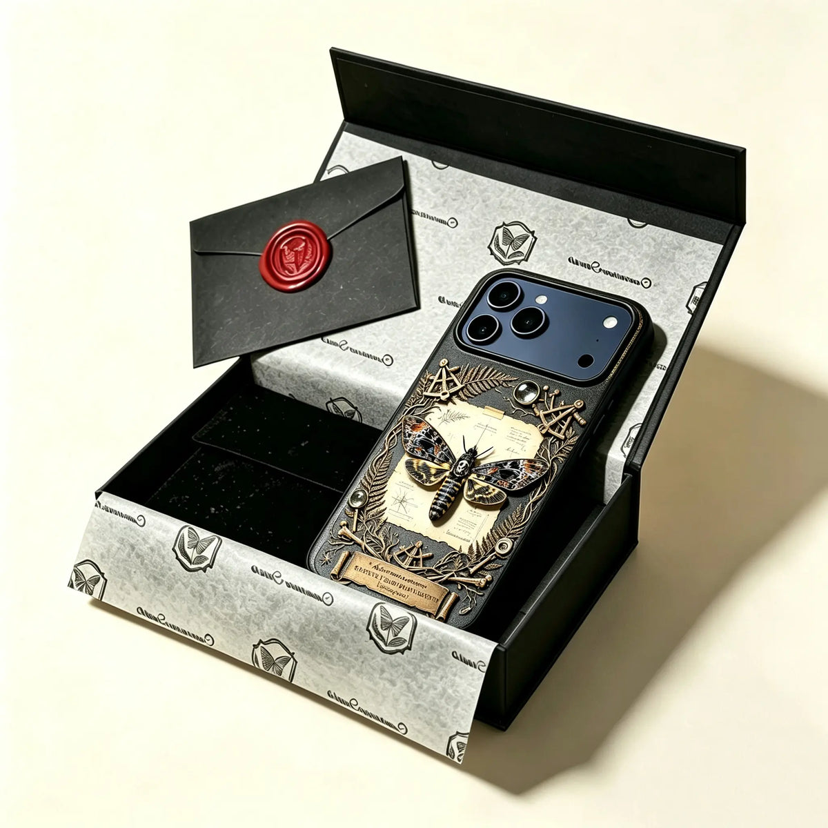 The Acherontia Specimen — Death's-Head Hawkmoth Enclosure for iPhone 17 Pro Max