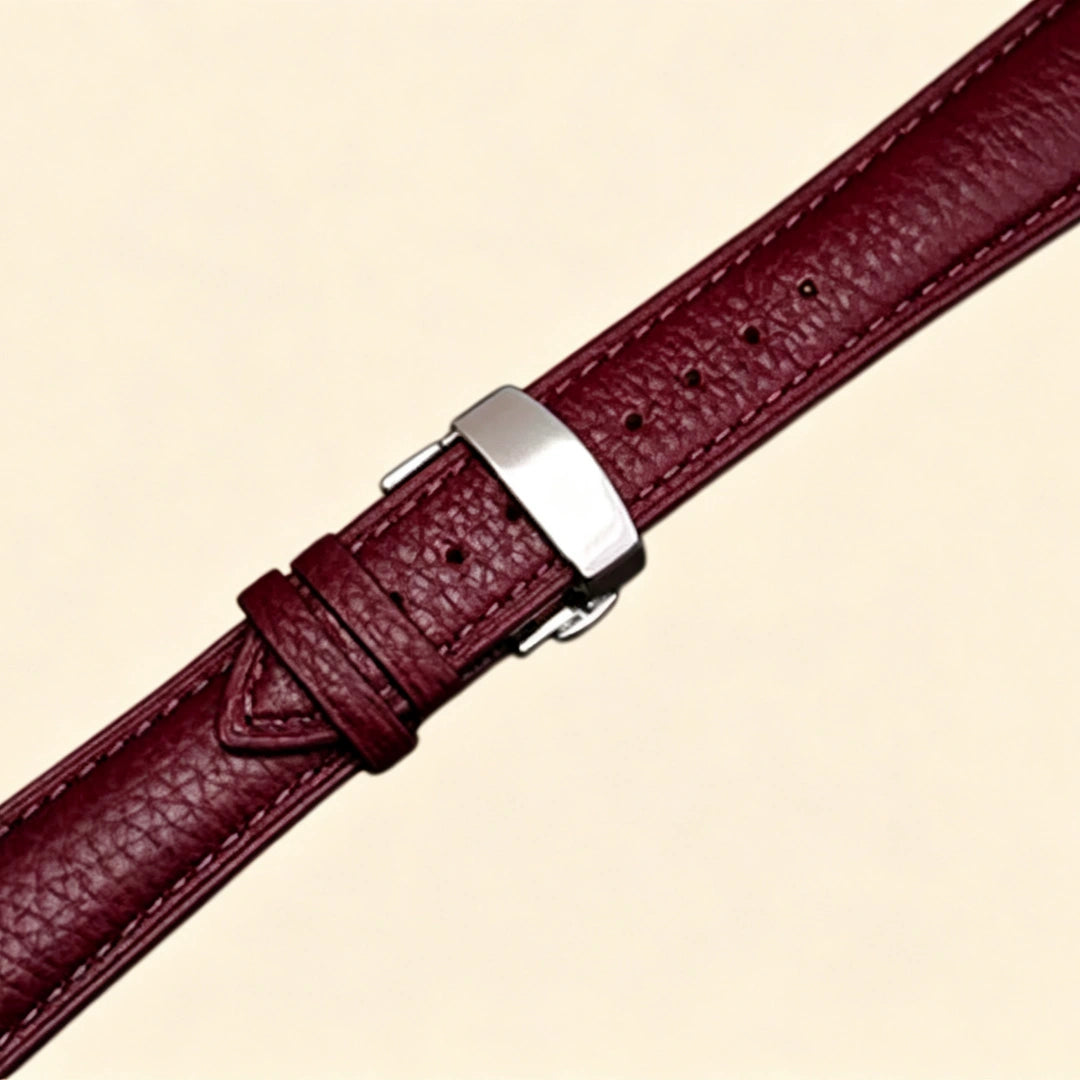 Baroque silver Apple Watch case — standalone front view showing full scrollwork bezel with oxidized silver finish and lug ports, cream background