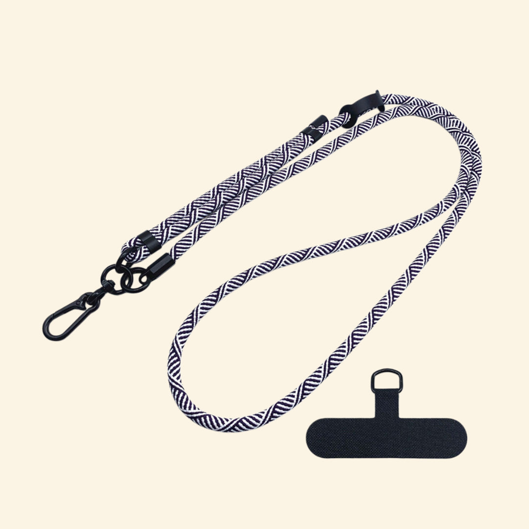 The Core Cord Deep Navy Houndstooth – lanyard with tether pad accessory flat lay