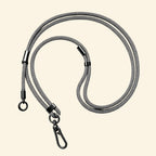 The Core Cord Deep Navy Houndstooth – full lanyard coiled flat lay