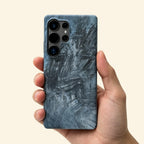 Slate Navy Crosshatch Brush Case for Samsung Galaxy S Series — in-hand lifestyle shot