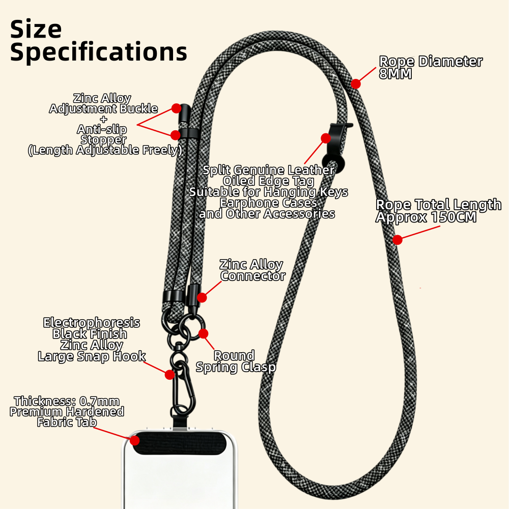 The Core Cord – Archival Utility Rope Lanyard System Charcoal Speckled
