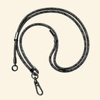 The Core Cord Charcoal Speckled – full lanyard coiled flat lay