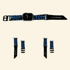 Cobalt & Black Paracord Braided Band on Apple Watch — side angle view
