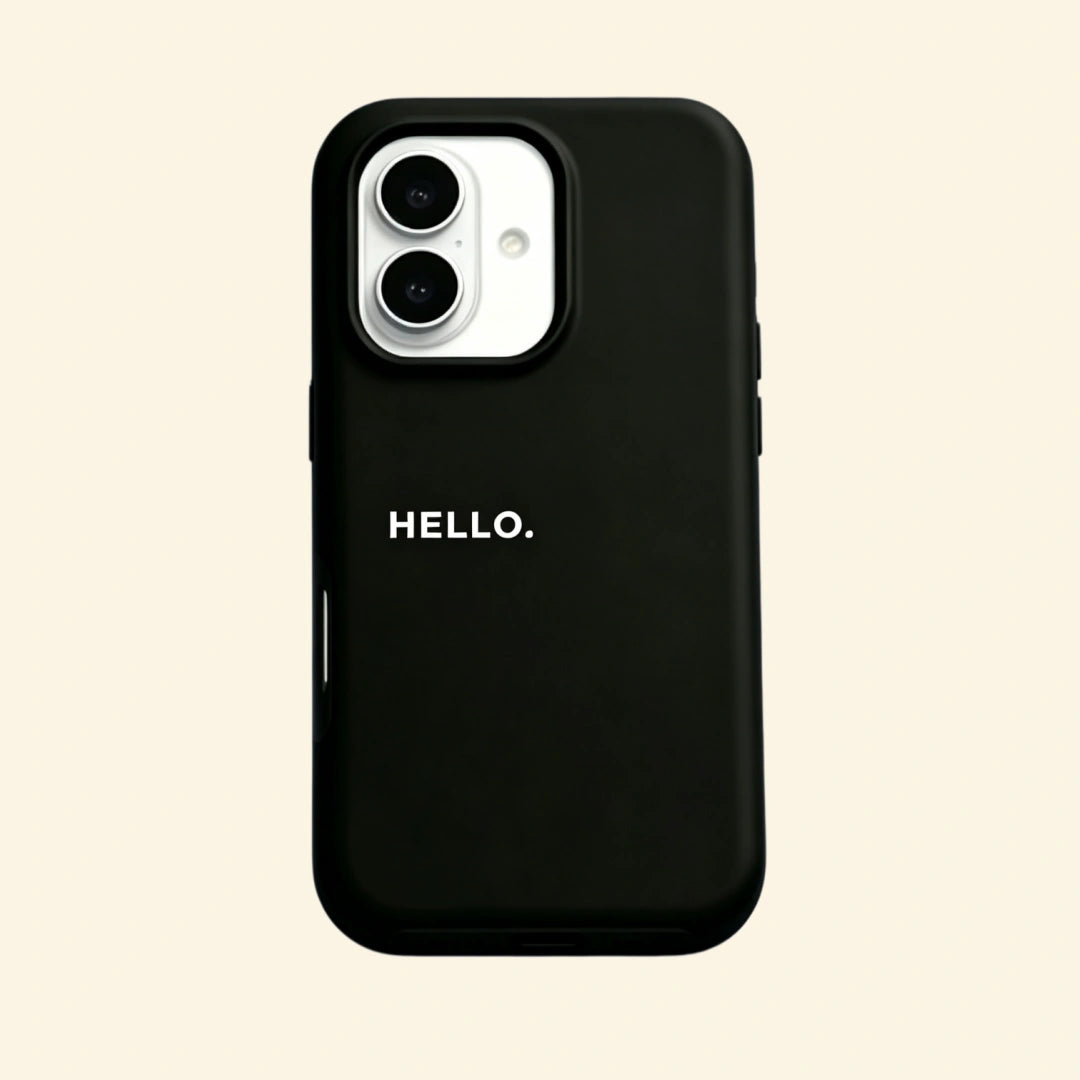 The Void Greeting – Minimalist “HELLO.” Typography iPhone Case