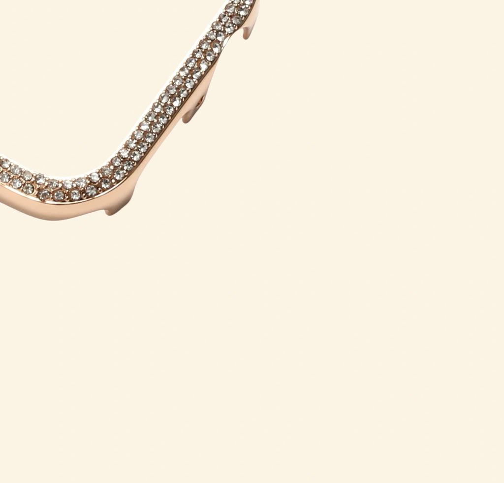 Rose Gold Double-Row Crystal Pavé Apple Watch Case — full product view