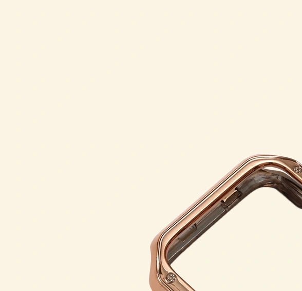 Glossy Rose Gold Rivet Case for Apple Watch — Specimen No. 10543 - Carapace StudioApple Watch CaseCarapace StudioCarapace StudioCS-10543-RSGD-RVT-AW-1Apple Watch Ultra 3 (49mm)Glossy Rose Gold Rivet Apple Watch Case — top corner rivet accent close-up, Specimen No. 10543