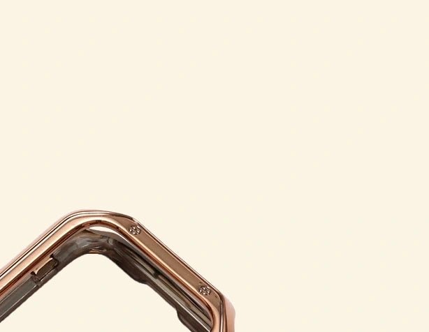 Glossy Rose Gold Rivet Case for Apple Watch — Specimen No. 10543 - Carapace StudioApple Watch CaseCarapace StudioCarapace StudioCS-10543-RSGD-RVT-AW-1Apple Watch Ultra 3 (49mm)Glossy Rose Gold Rivet Apple Watch Case — angled top view with crown cutout, Specimen No. 10543