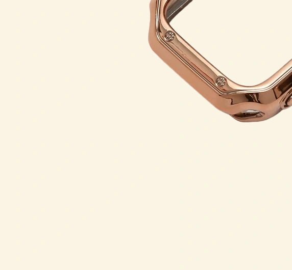 Glossy Rose Gold Rivet Case for Apple Watch — Specimen No. 10543 - Carapace StudioApple Watch CaseCarapace StudioCarapace StudioCS-10543-RSGD-RVT-AW-1Apple Watch Ultra 3 (49mm)Glossy Rose Gold Rivet Apple Watch Case — side profile with button cutout detail, Specimen No. 10543