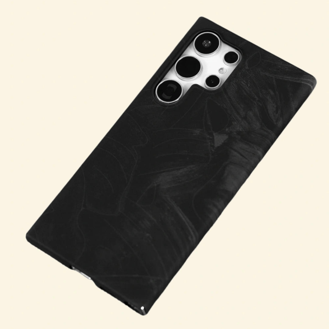 Obsidian Botanical Leaf Case for Samsung Galaxy S Series — flat back angled floating view