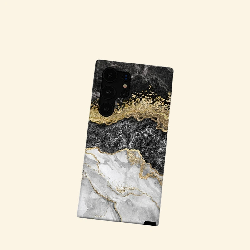 Gold Vein Obsidian Marble Case — side angle view