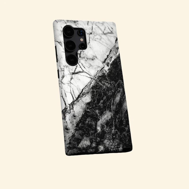 Monochrome Cracked Quartz Case for Samsung Galaxy S Series — angled view