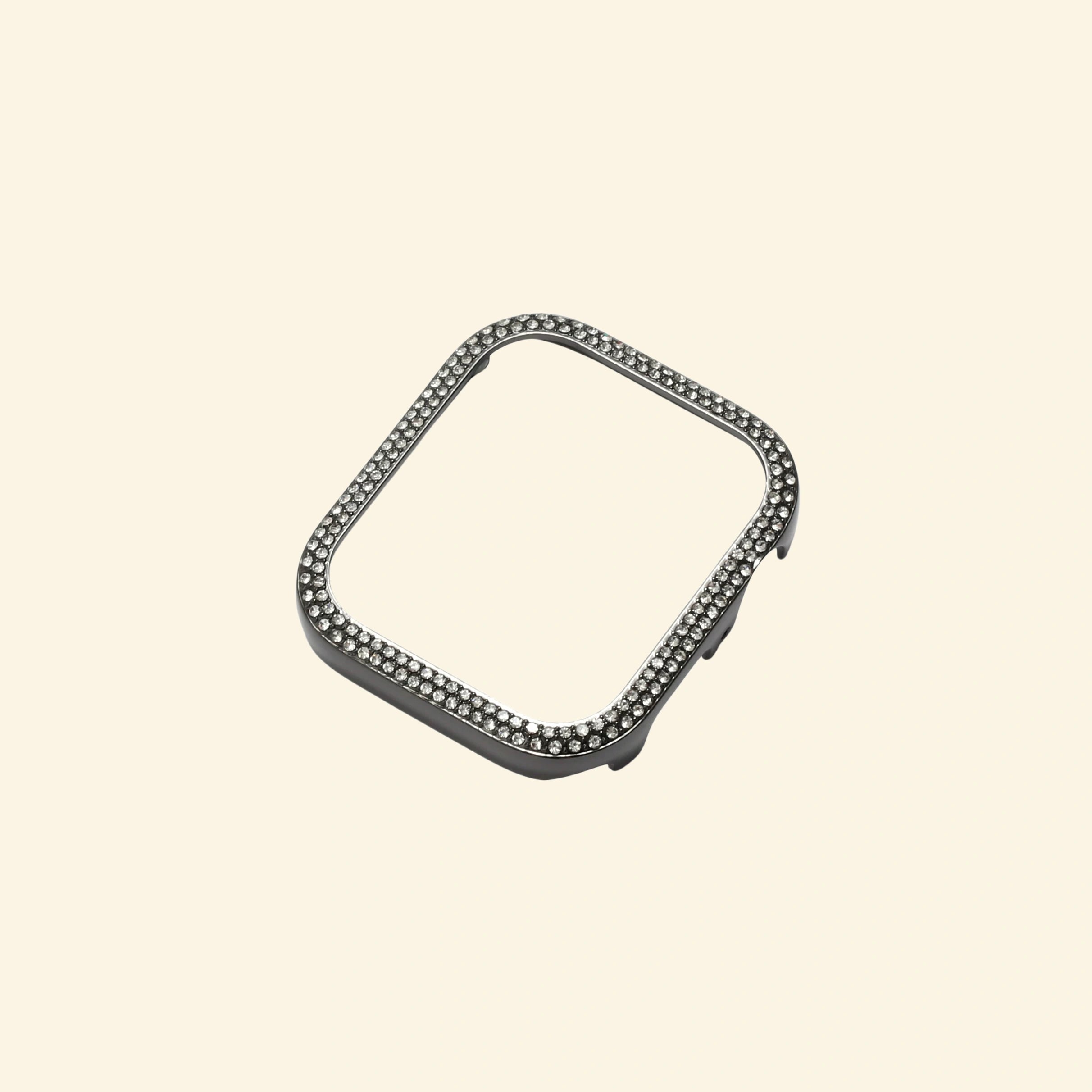 Gunmetal Double-Row Crystal Pavé Apple Watch Case — bottom corner detail