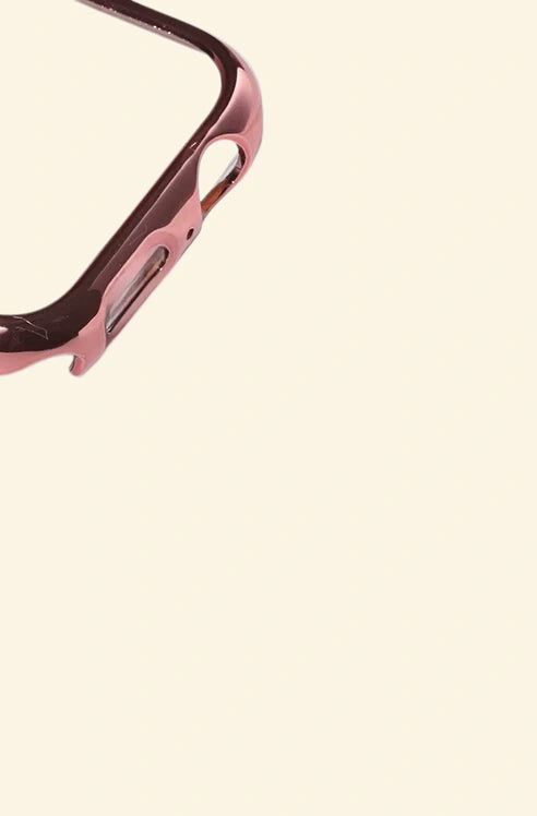 Glossy Rose Gold Apple Watch Case — crown and side button cutout, Specimen No. 10538