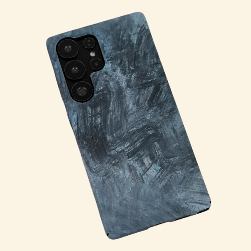 Slate Navy Crosshatch Brush Case for Samsung Galaxy S Series — angled floating view
