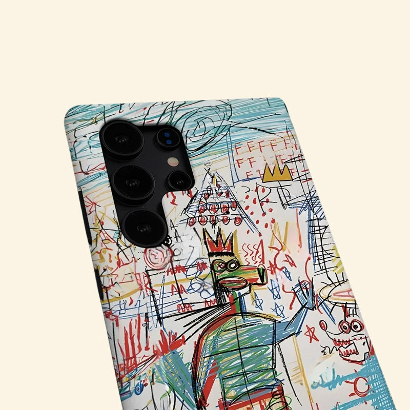 Neo-Expressionist Crown Graffiti Case for Samsung Galaxy S Series — angled studio view