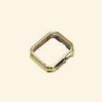 Glossy Champagne Gold Rivet Apple Watch Case — full frame floating view showing rivet corner details, Specimen No. 10542