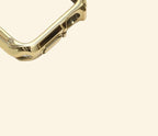 Glossy Champagne Gold Rivet Apple Watch Case — side profile with button cutout, Specimen No. 10542