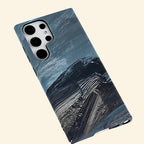 Slate Blue Wave & Ridge Case for Samsung Galaxy S Series — angled floating studio view