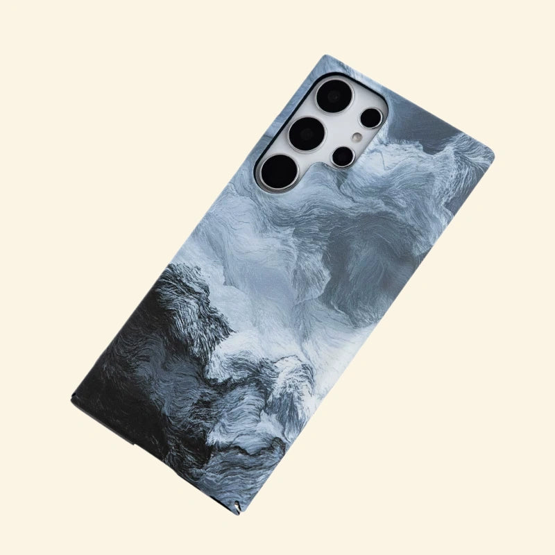 Slate Blue Swirl & Crag Case for Samsung Galaxy S Series — top-down floating view