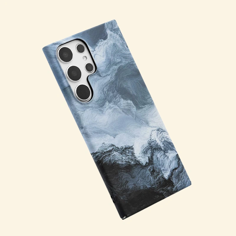 Slate Blue Swirl & Crag Case for Samsung Galaxy S Series — angled floating studio view