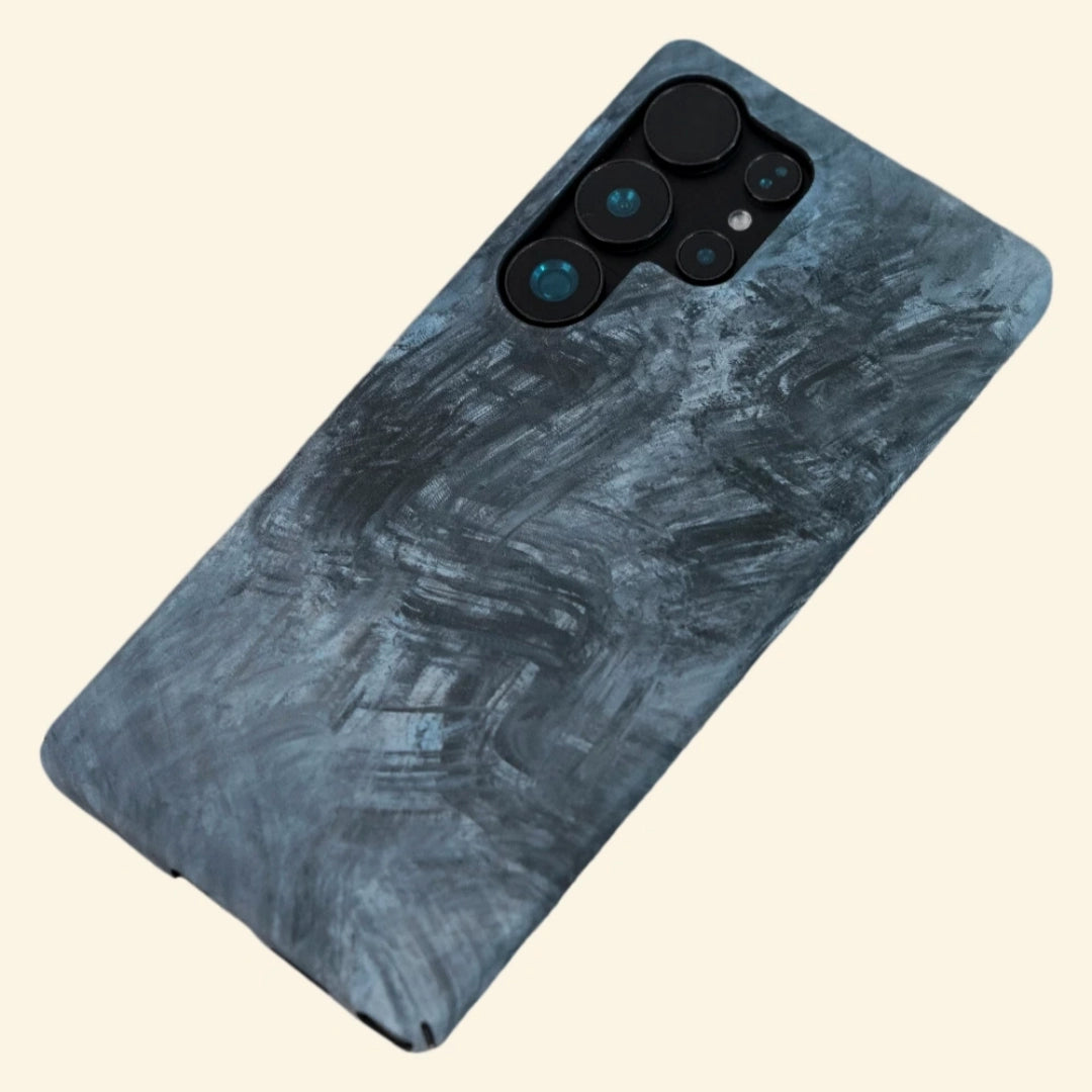 Slate Navy Crosshatch Brush Case for Samsung Galaxy S Series — side angle view